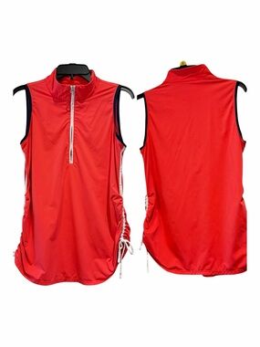 Kinona Sleeveless Red Zip-Front Top Golf Pickleball Tennis SMALL